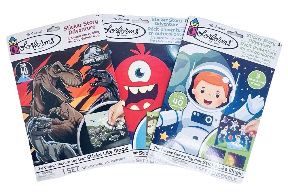 Colorforms Sticker Story Adventure Lot Jurassic World Space Monster Sets